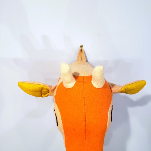 Plush Giraffe Mounted Head Trophy Kid Orange Wall Hanging 2016 Target Pillowfort - Picture 5 of 7